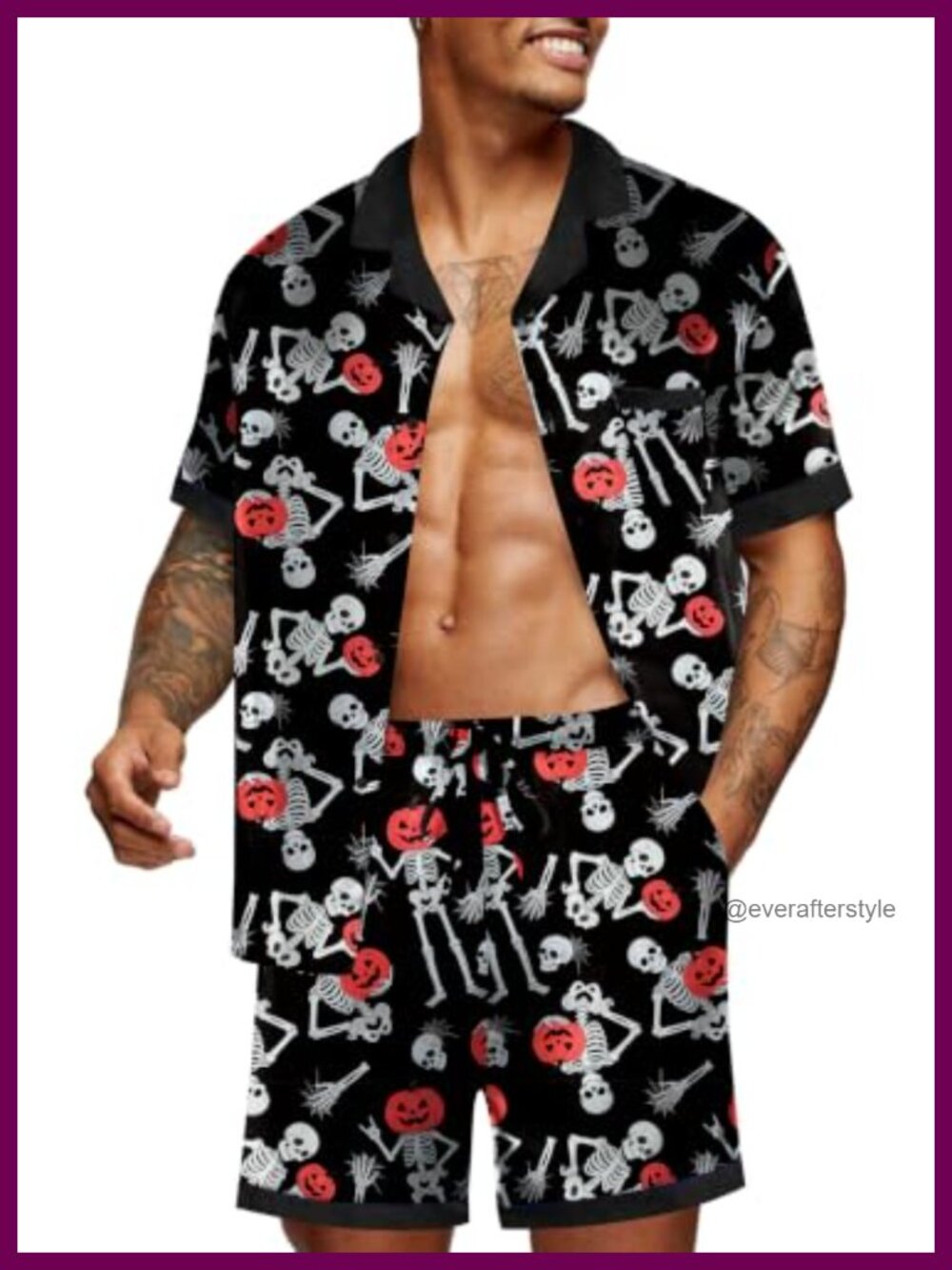 Men's Satin Pajama Set 2 Piece Short Sleeve Button Down Loungewear